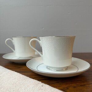 2 Tea Pair Cup & Saucer Lovelas by Crown Victoria Japan Fine China